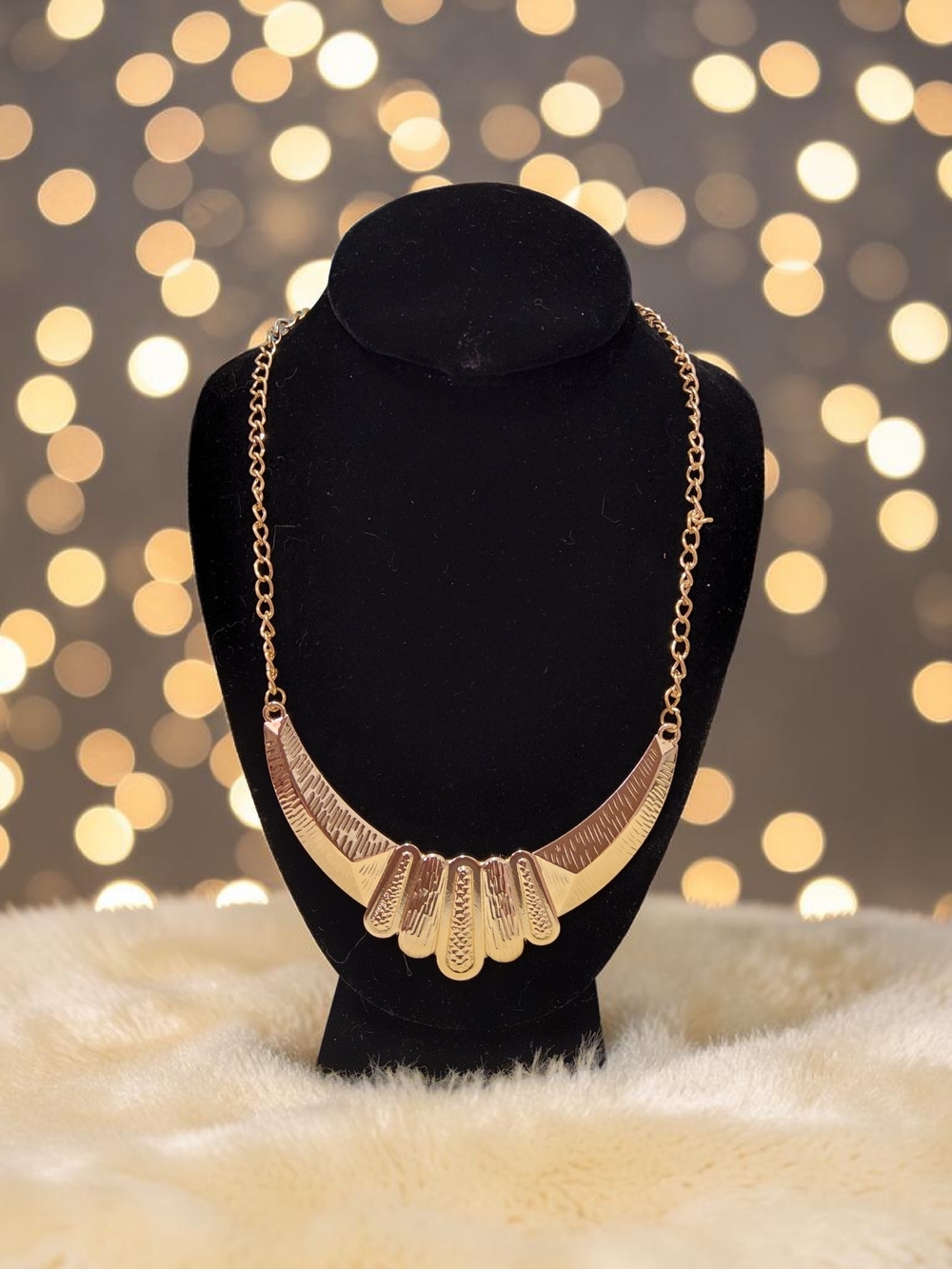 10 /$10 Gold Textured Panel Necklace
